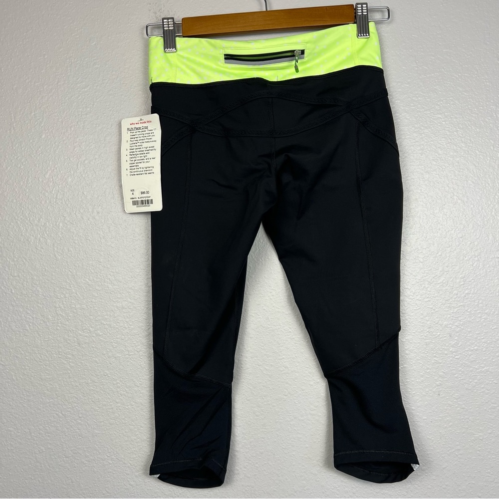 NWT Lululemon Run Pace Crop Black Polka Dot Size 4 - Picture 5 of 10
